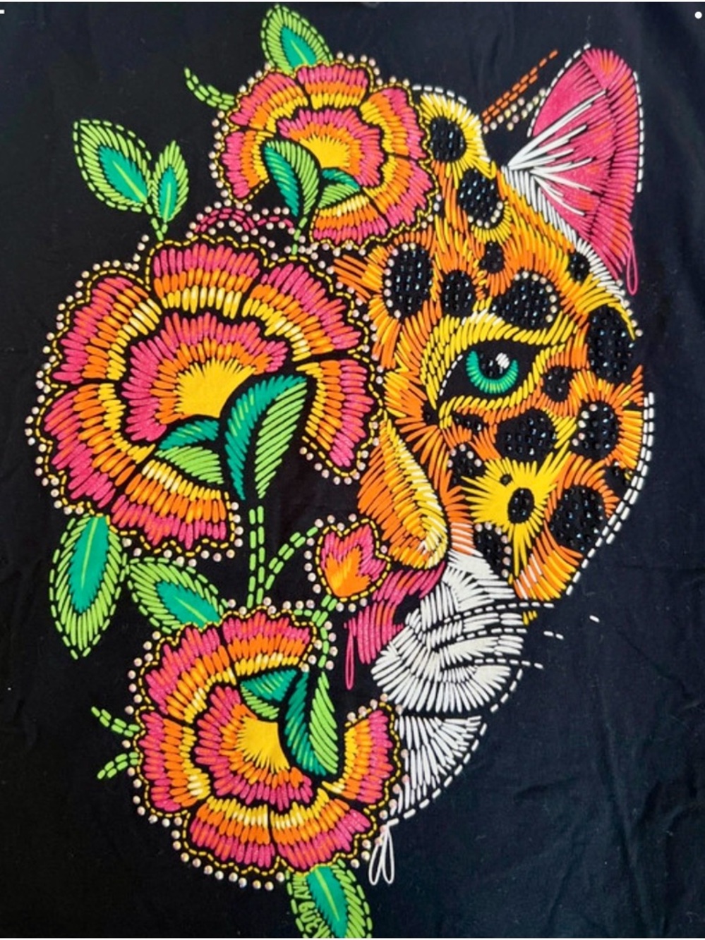 Ay Guey Tank with Neon Floral Leopard Print - Picture 2 of 5